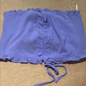 Blue tube top with ruffles on front